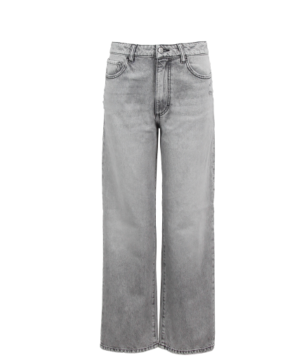 Jeans regolari a vita alta grigio