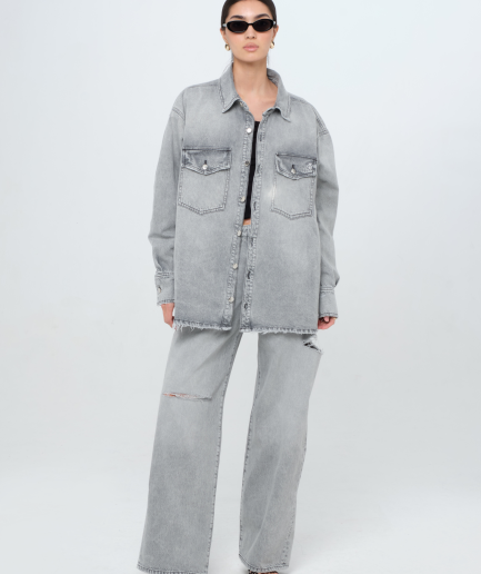 Camicia jeans grigia
