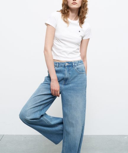 Jeans chiaro gamba larga